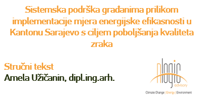 Sistemska podrška građanima prilikom implementacije mjera energijske efikasnosti u Kantonu Sarajevo s ciljem poboljšanja kvaliteta zraka