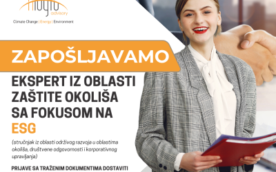 KONKURS za otvorenu poziciju  Eksperta iz oblasti zaštite okoliša sa fokusom na ESG  (stručnjak iz oblasti održivog razvoja u oblastima okoliša, društvene odgovornosti i  korporativnog upravljanja)
