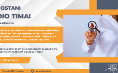 K O N K U R S  za otvorenu poziciju stručnog saradnika –  diplomiranog inženjera mašinstva – smjer Klimatizacija, grijanje i hlađenje/ Energetika/ Procesna tehnika, sa fokusom na projekte iz oblasti  energijske efikasnosti (EE) i obnovljivih izvora energije (OIE)